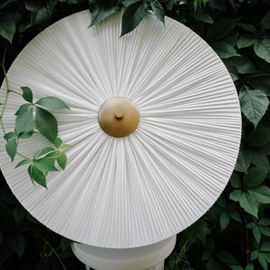 Plisseeritud plafoonlamp, ümmargune vanavalge 50 cm